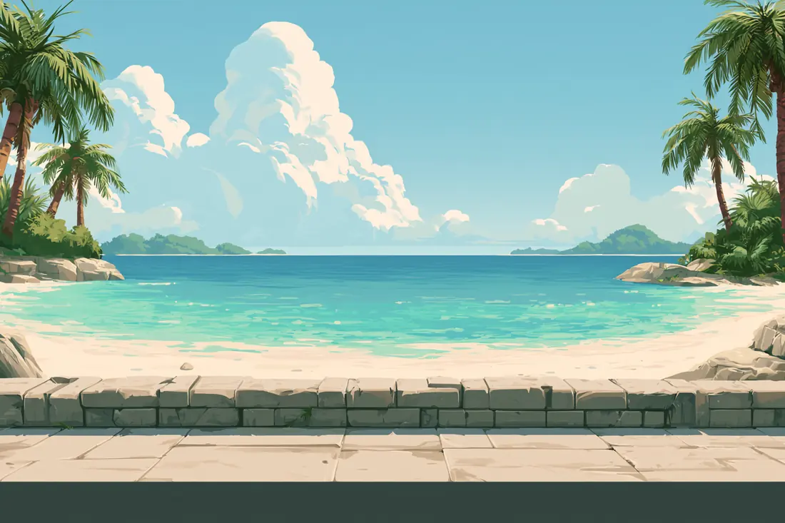 La playa, la primera zona del juego